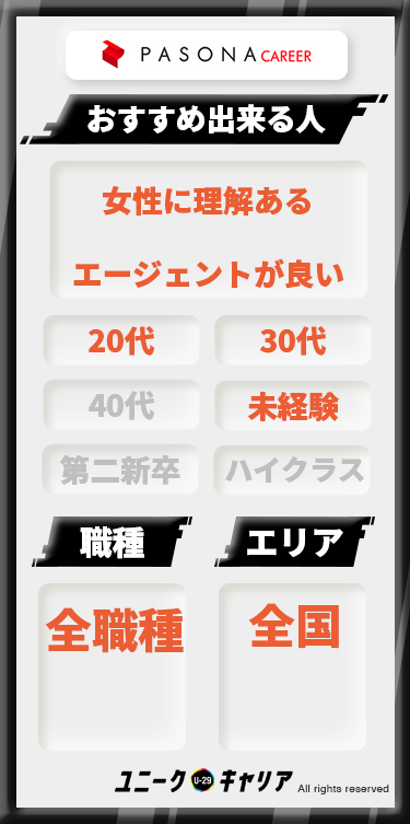 女性のキャリアに理解のあるエージェント!パソナキャリア